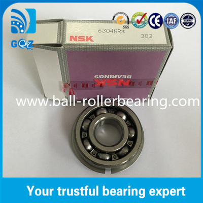 Lubrificazione del grasso NSK 6304NR Cuscinetto a sfera a scanalatura profonda con anello di scatto tipo aperto Diametro interno 20 mm
